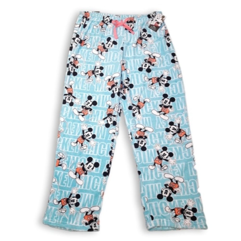2X DISNEY Mickey Mouse Aqua Lounge Pants, Pajama Bottoms - Picture 1 of 10